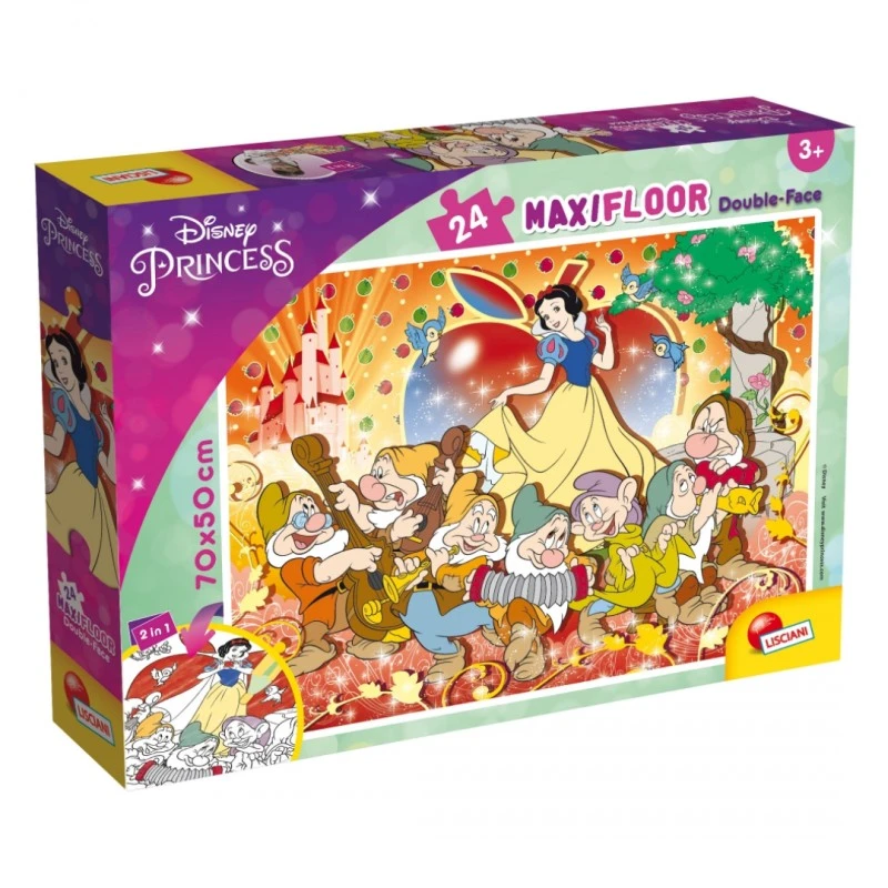 Пъзел, Lisciani, Disney Princess, Снежанка, Двулицев пъзел 24 части