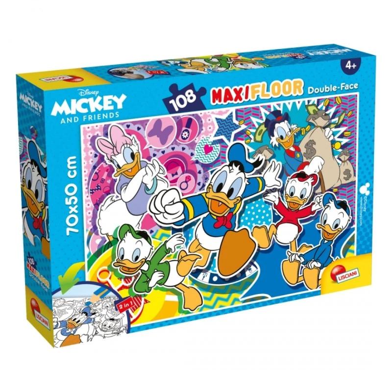 Пъзел, Lisciani, Mickey and Friends, Доналд Дък, Двулицев пъзел 108 части