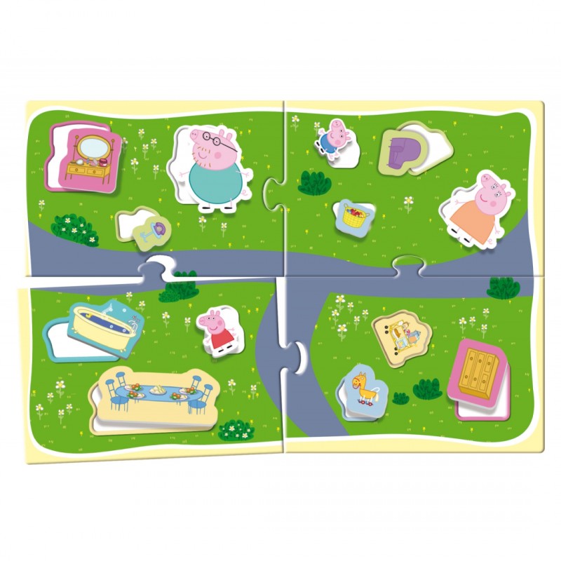 Образователен комплект, Lisciani, Peppa Pig, 3D къща с мебели