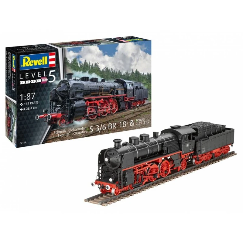 Сглобяем модел, Revell, Експресен локомотив S3/6 BR18 с тендер, 154 части