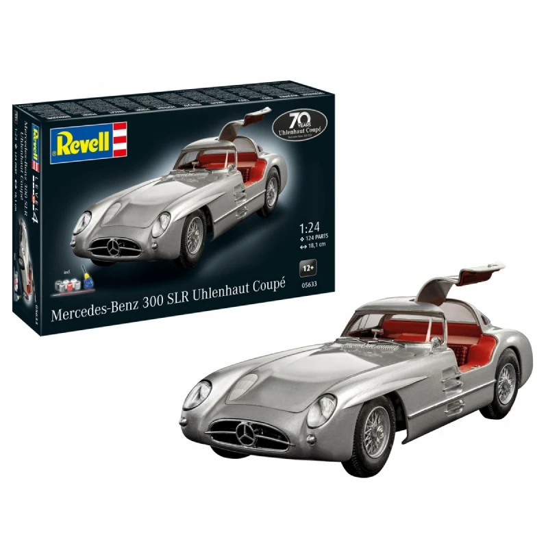 Сглобяем модел, Revell, Подаръчен комплект автомобил Mercedes-Benz 300 SLR, 124 части