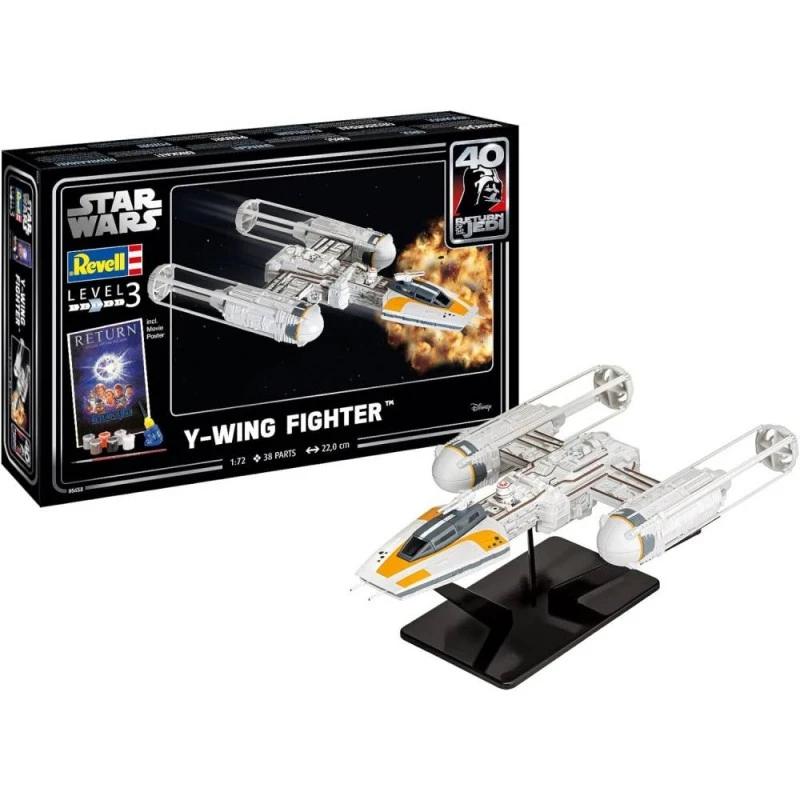 Комплект модел за сглобяване, Revell, Star Wars, Y-wing Fighter, 38 части