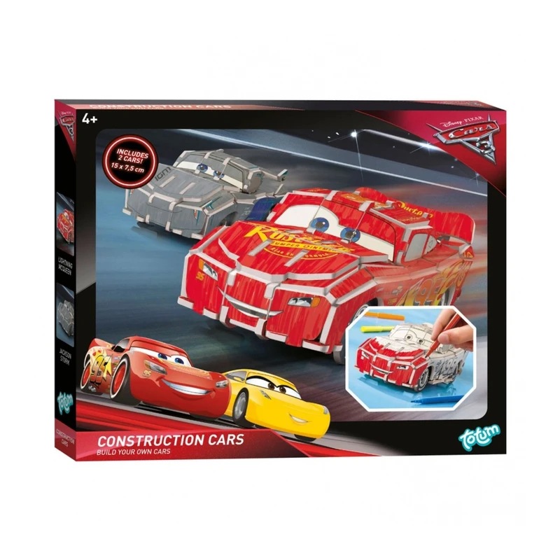 Творчески комплект, Totum, Cars 3, Направи сам количка със задвижващ механизъм, 2 броя