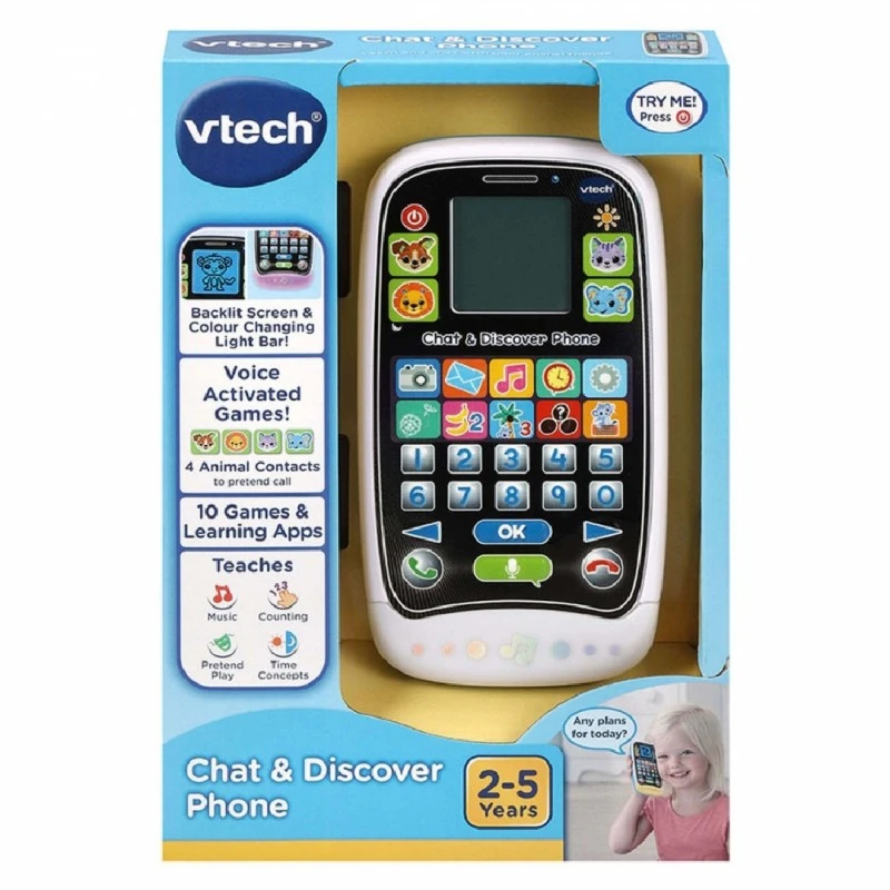 Интерактивна играчка, Vtech, Chat & Discover phone, 2.3 x 8.5 x 15 cm