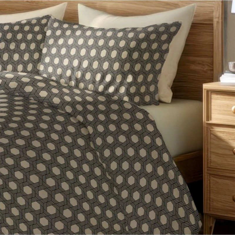 Спално бельо памучен сатен без долен чаршаф КАРЕРО - 3 части