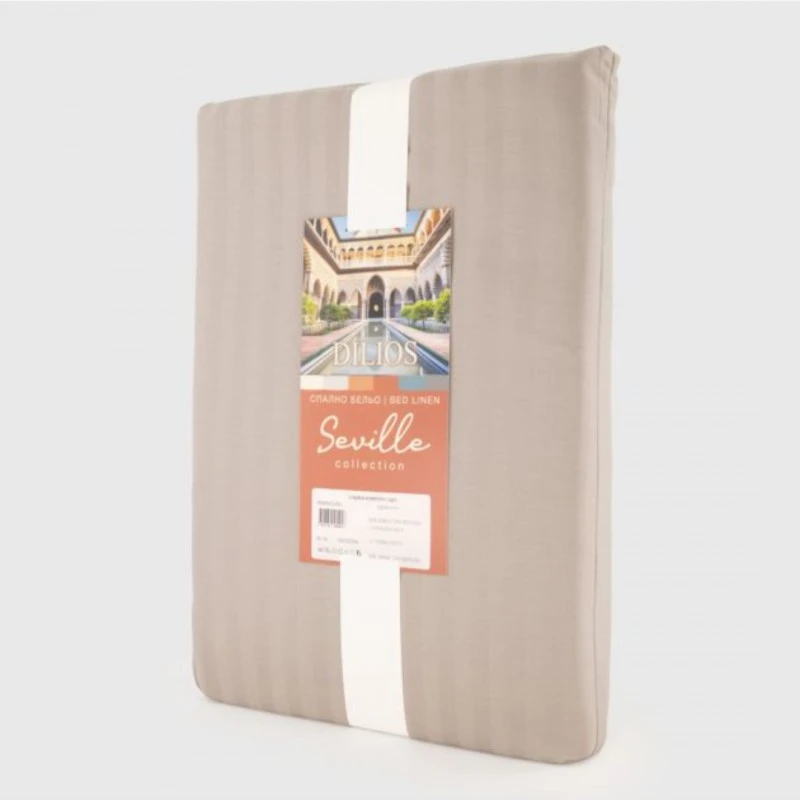 Спално бельо райе без долен чаршаф СЕВИЛЯ ЛУКС пясъчно сиво, 3 части
