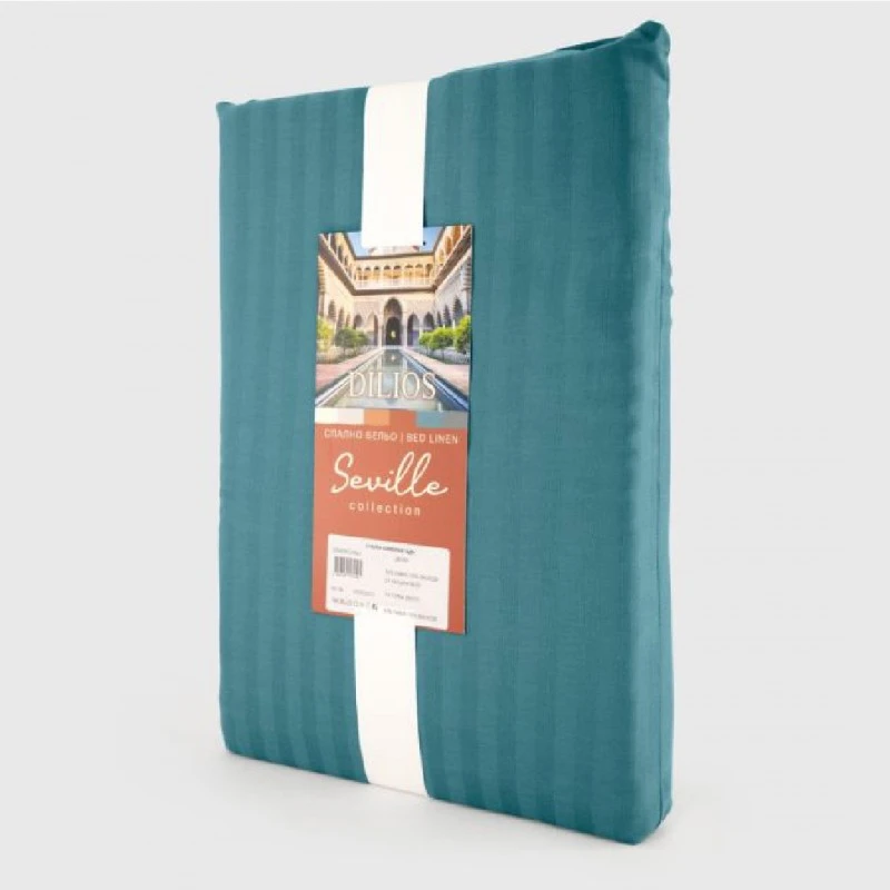 Спално бельо райе без долен чаршаф СЕВИЛЯ ЛУКС синьо, 3 части