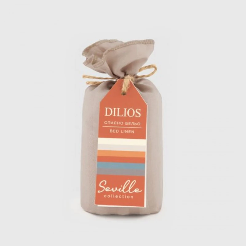 Комплект Калъфки райе 100% Памучен сатен 50/70 см, СЕВИЛЯ ЛУКС пясъчно сиво