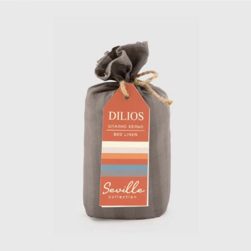 Комплект Калъфки райе 100% Памучен сатен 50/70 см, СЕВИЛЯ ЛУКС тъмно сиво