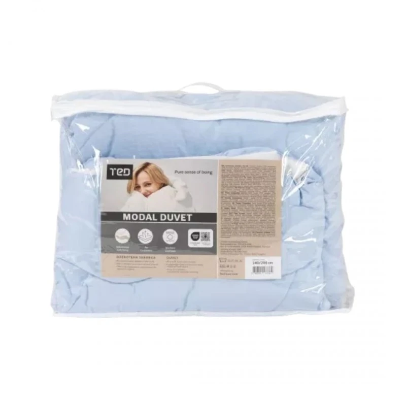 Олекотена завивка MODAL, 200х220, синьо-бял