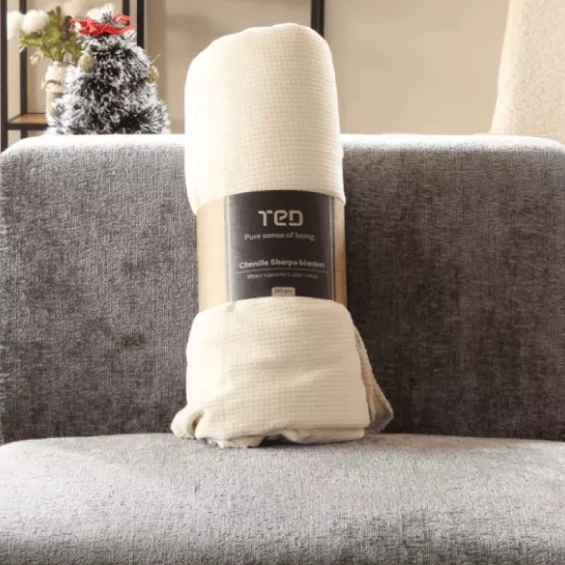 Одеяло CHENNIL SHERPA, 200х200, крем