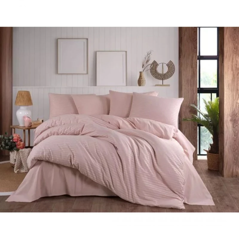 Спален комплект TED NATURAL STRIPE - пудра Малък 4 части