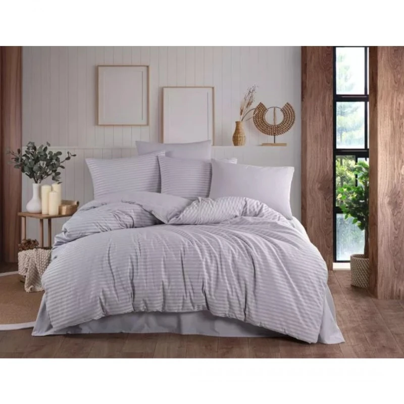 Спален комплект TED NATURAL STRIPE - сив Малък 4 части