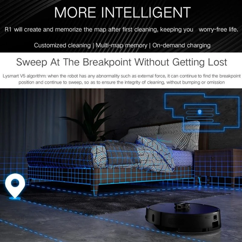 Lydsto R1 Pro, Сухо и Мокро почистване, Автоматична станция за отпадъжи, Черен