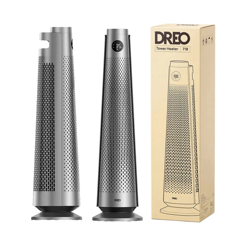 Вентилаторна печка DREO Solaris 718, 120° завъртане, 2000 W, 9 режима, 8-степенна защита, Таймер, Регулируема температура, Дистанционно управление, За помещения до 15-25 м2