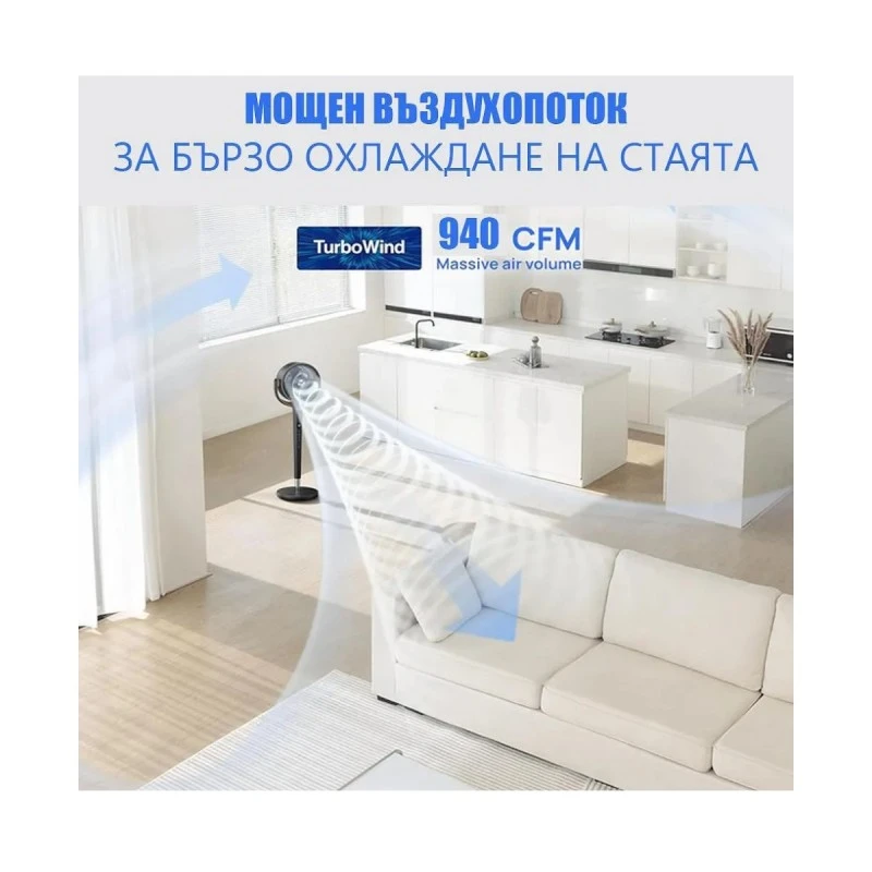 Вентилатор Dreo TurboPoly™ Fan 154, 120 градуса завъртане