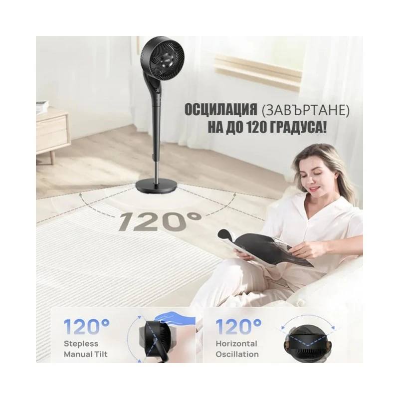 Вентилатор Dreo TurboPoly™ Fan 154, 120 градуса завъртане
