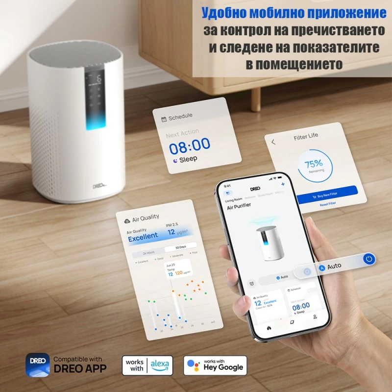 DREO Macro 605S, до 17-20 м2, 5-степенна филтрация