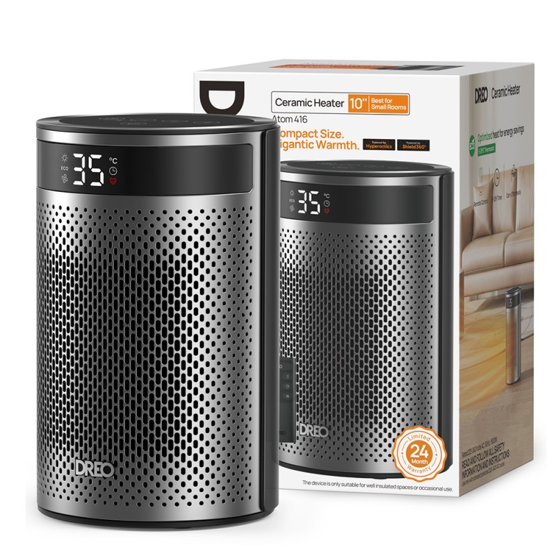 DREO Atom 416, 1500W, до 20 кв.м, 8-степенна надеждна защита