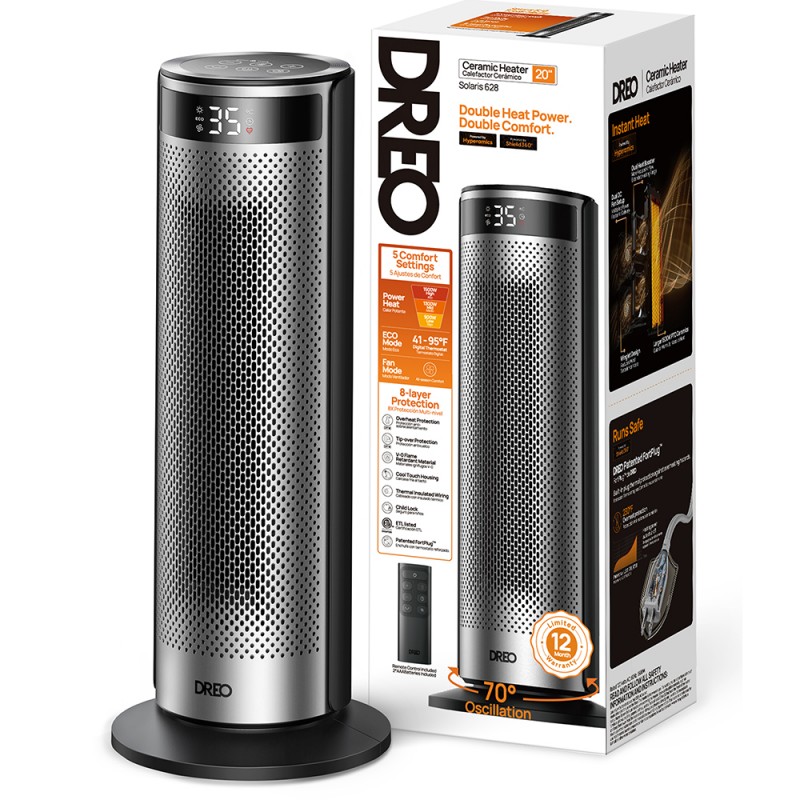DREO Solaris 628, 70° осцилация, 2000 W, до 25 м2