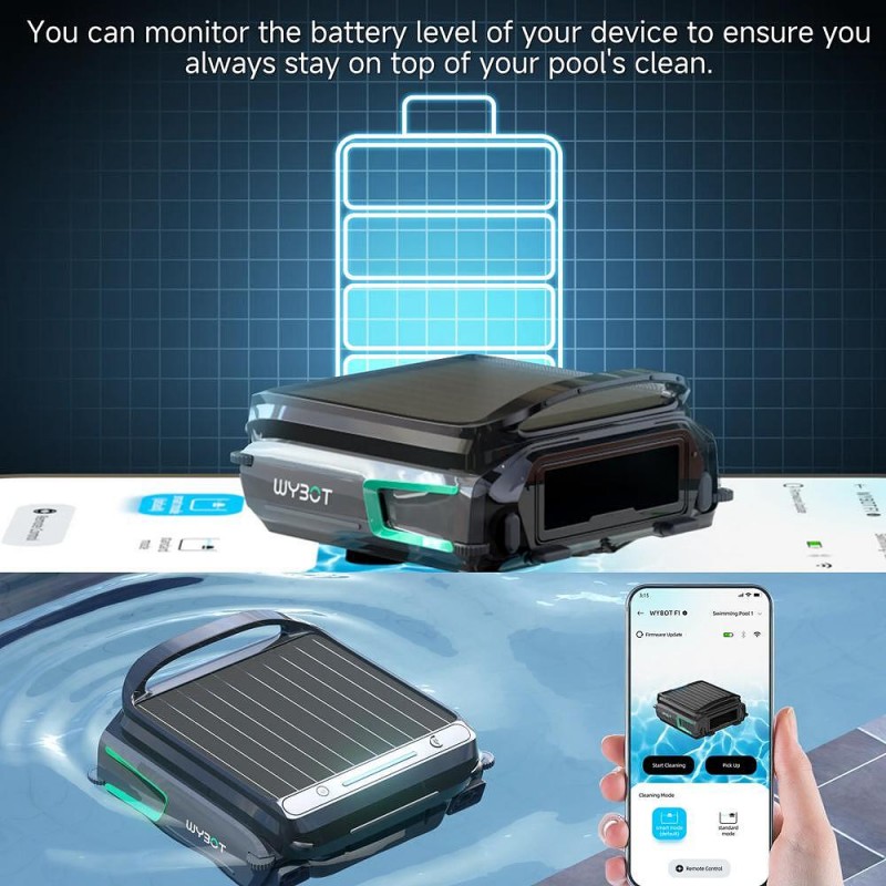 Соларен / DC скимер за почистване на повърхността на водата на басейни Wybot F1