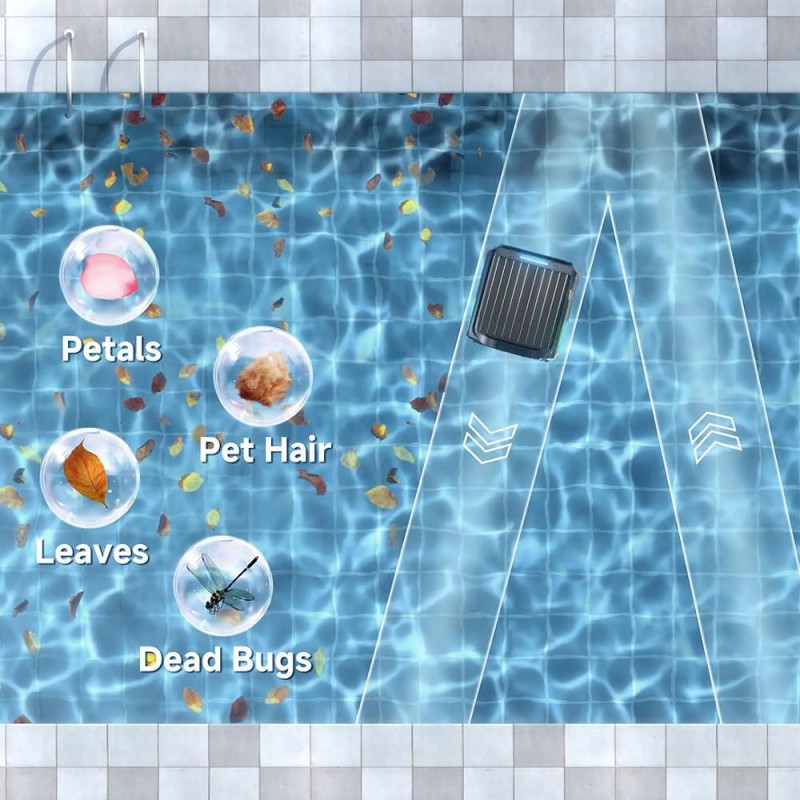 Соларен / DC скимер за почистване на повърхността на водата на басейни Wybot F1