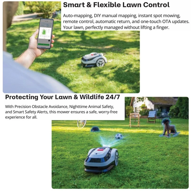 Косачка робот без ограничителен кабел и антена RoboUp Racoon 2 SE - до 600 м2 с подарък резервни ножчета