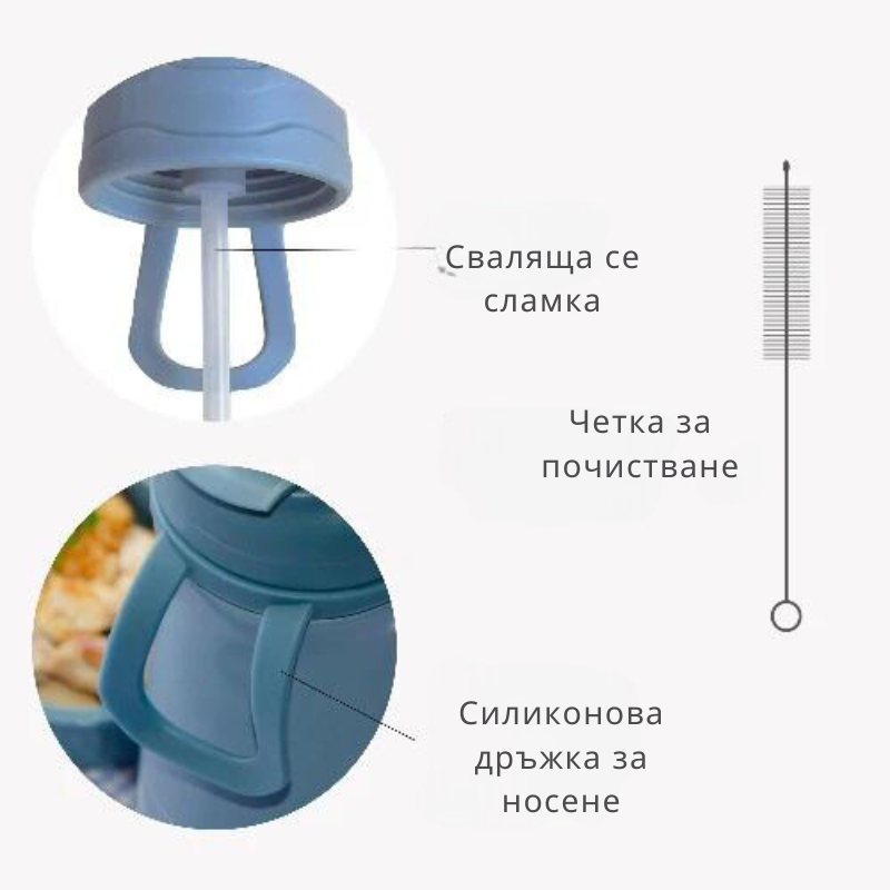 4440 Nuvita термос със сламка 350 ml Powder Blue