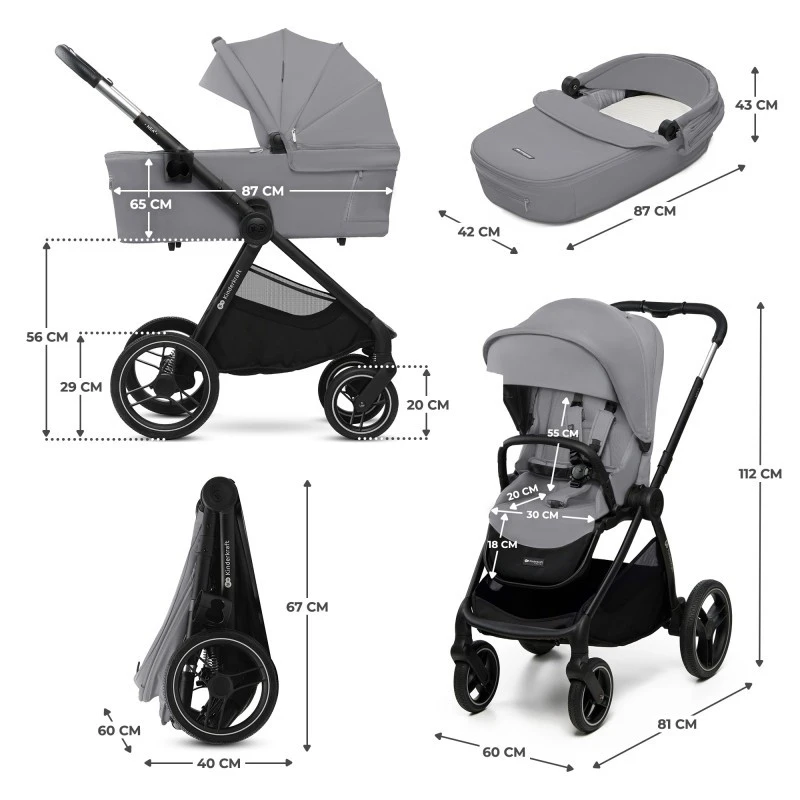 KinderKraft бебешка количка 2в1 NEA 2.0 PLATINIUM GREY
