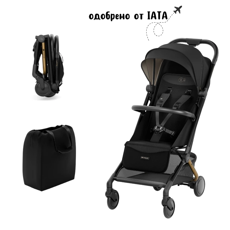 KinderKraft PILOT 2 бебешка количка MIDNIGHT BLACK