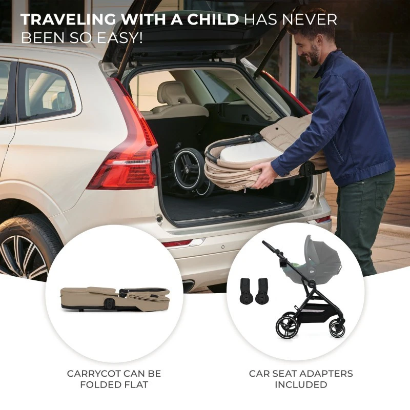 Kinderkraft YOXI бебешка количка 3в1 SAND BEIGE