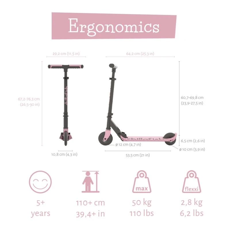 Chillafish Flexxi CPFM03CAP сгъваема тротинетка Cameo Pink