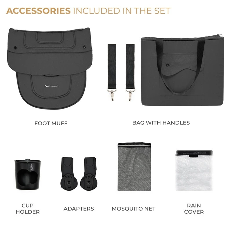 Kinderkraft YOXI бебешка количка 3в1 MOONLIGHT GREY