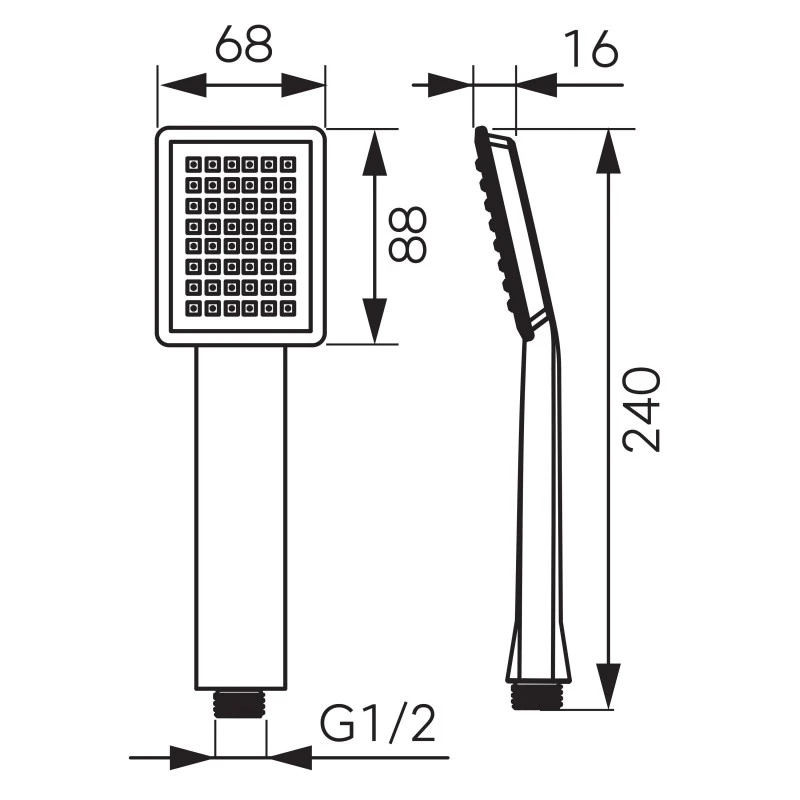 Ръчен душ Ferro Sinus Black S170BL-B, 1 функция, 68 x 88 мм, Цвят черен мат