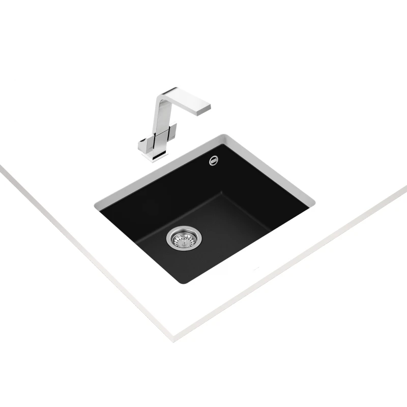 Кухненска мивка Teka Maestro Square 50.40 TG 115230020, Гранитна, За вграждане, Подплотова, За шкаф 60 см, Черна