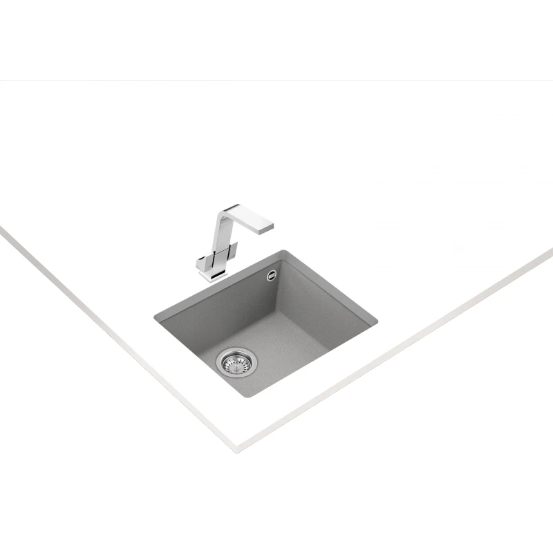 Кухненска мивка Teka Maestro Square 50.40 TG 115230021, Гранитна, За вграждане, Подплотова, За шкаф 60 см, Каменносива
