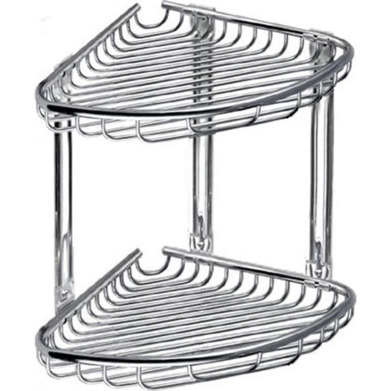 Кошница ъглова Kapitan Uno, Двойна, Плитки етажерки, Неръждаема стомана aisi 304 inox 18/10