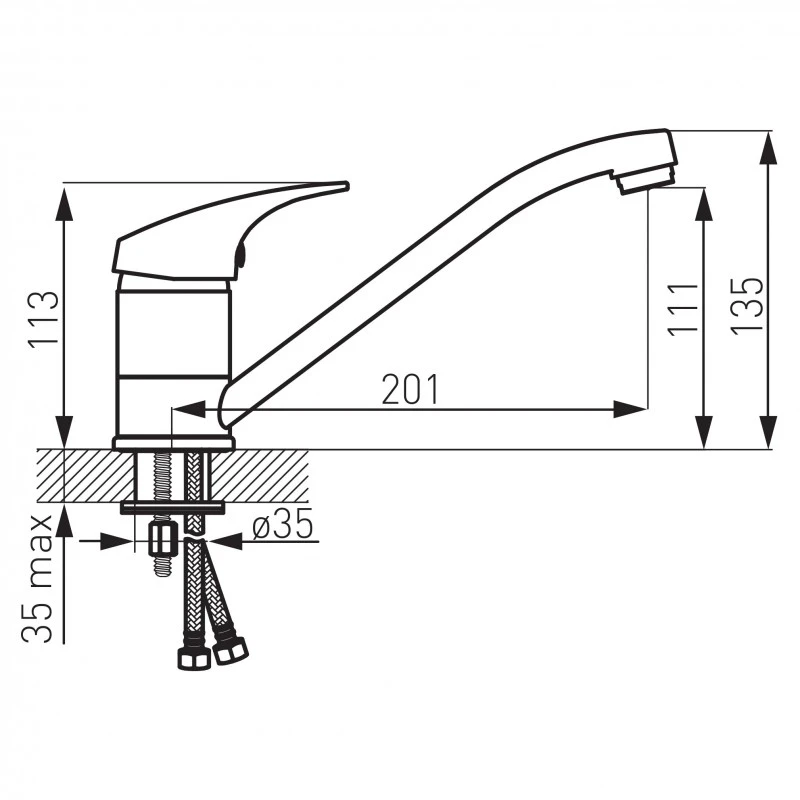 Смесител Ferro One BFO4,  За кухня, Хром покритие
