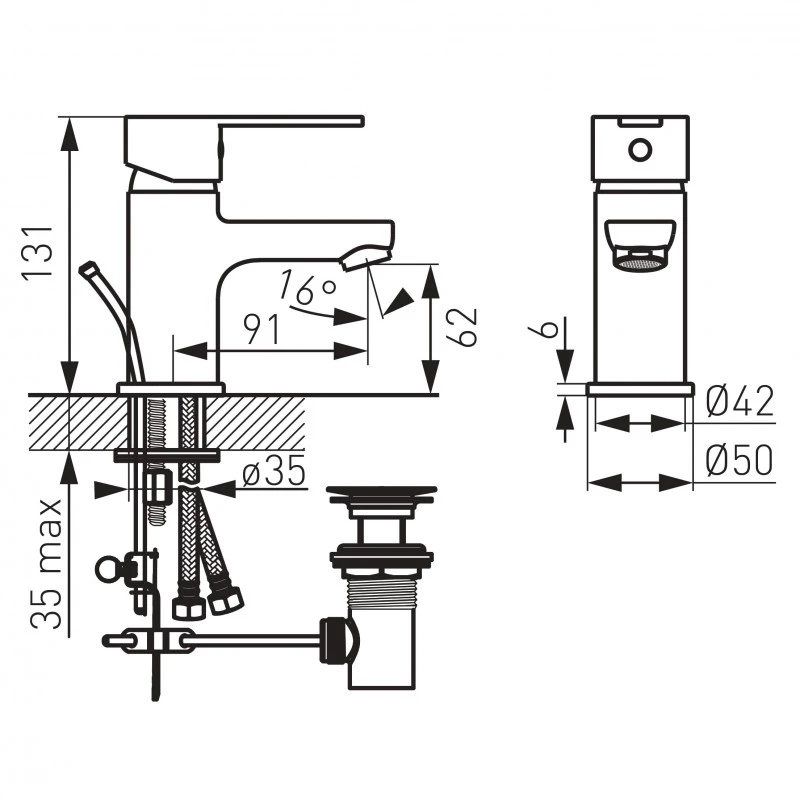 Смесител Ferro Savio,  За умивалник, Хром покритие