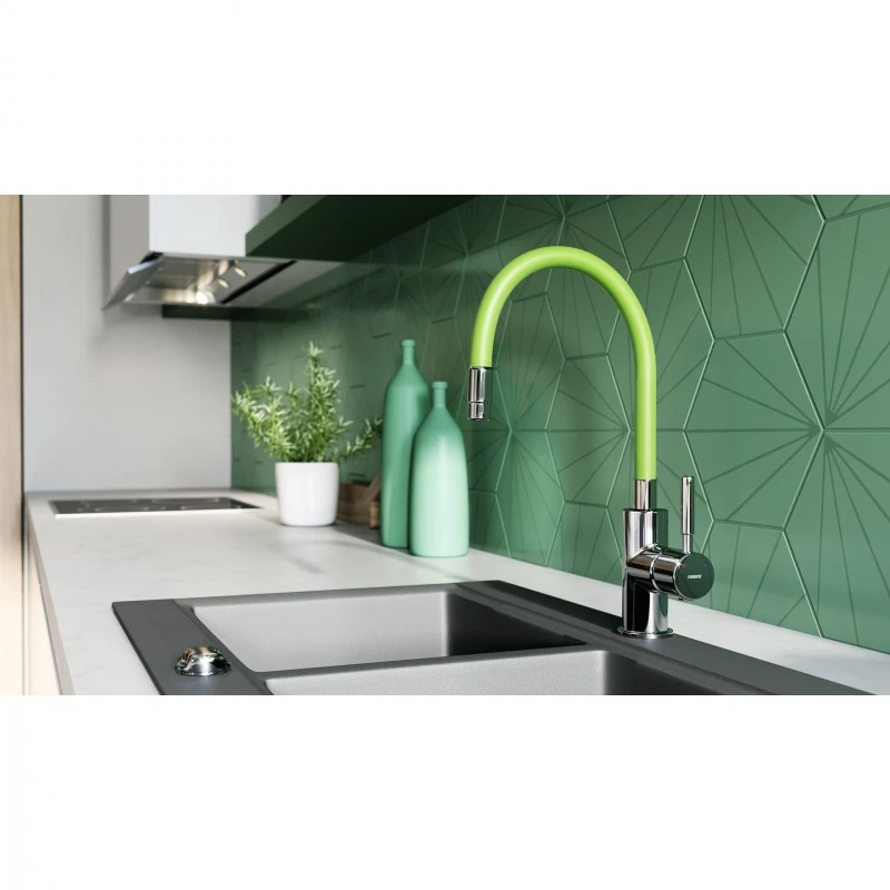 Смесител Ferro Zumba BZA4G,  Кухненски,  Зелен/Хром