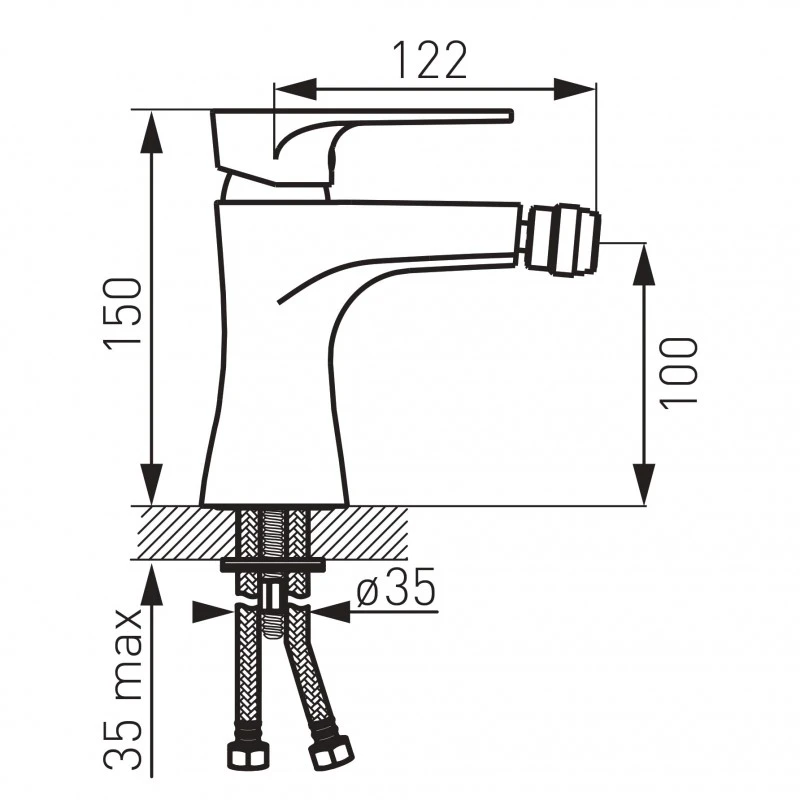 Смесител Ferro Algeo Square,  За биде,  Хром