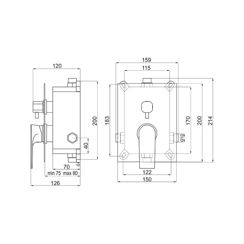 Смесител Ferro Algeo Square,  За вана/душ, Керамичен превключвател