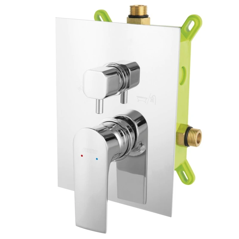 Смесител Ferro Algeo Square,  За вана/душ, Керамичен превключвател