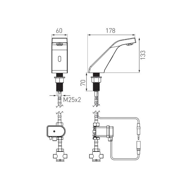 Смесител Ferro Scirocco Sensor Pre-Mixed,  Стоящ, Еднодупков монтаж