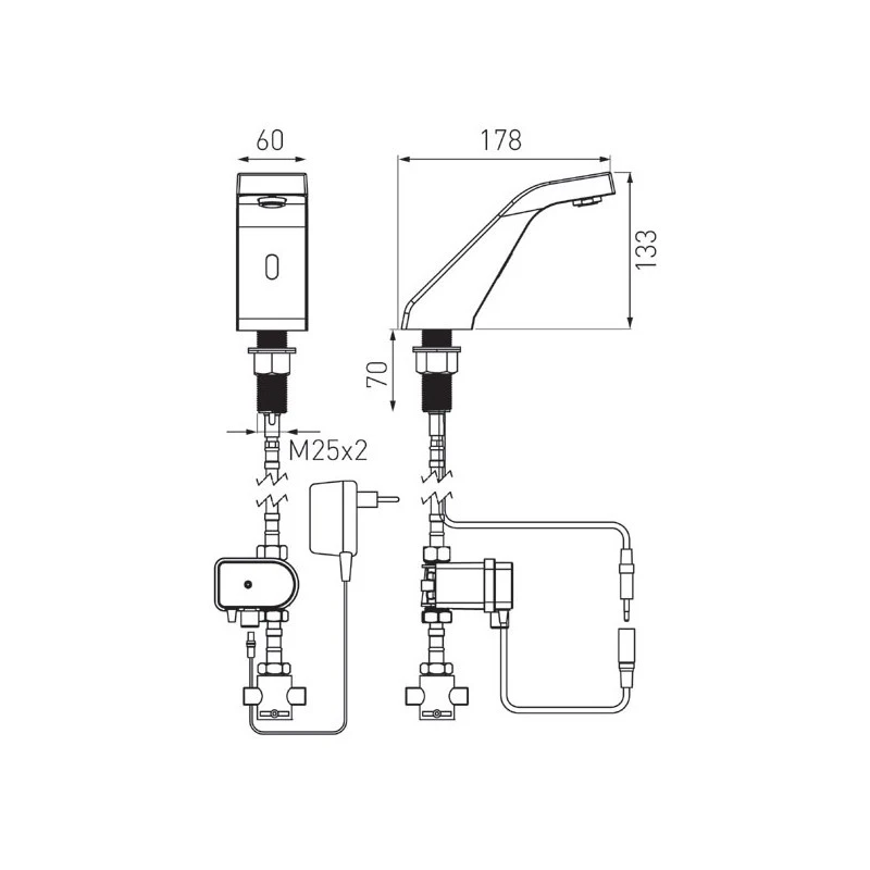 Смесител Ferro Scirocco Sensor Power-Safe Pre-Mixed,  Стоящ, Еднодупков монтаж