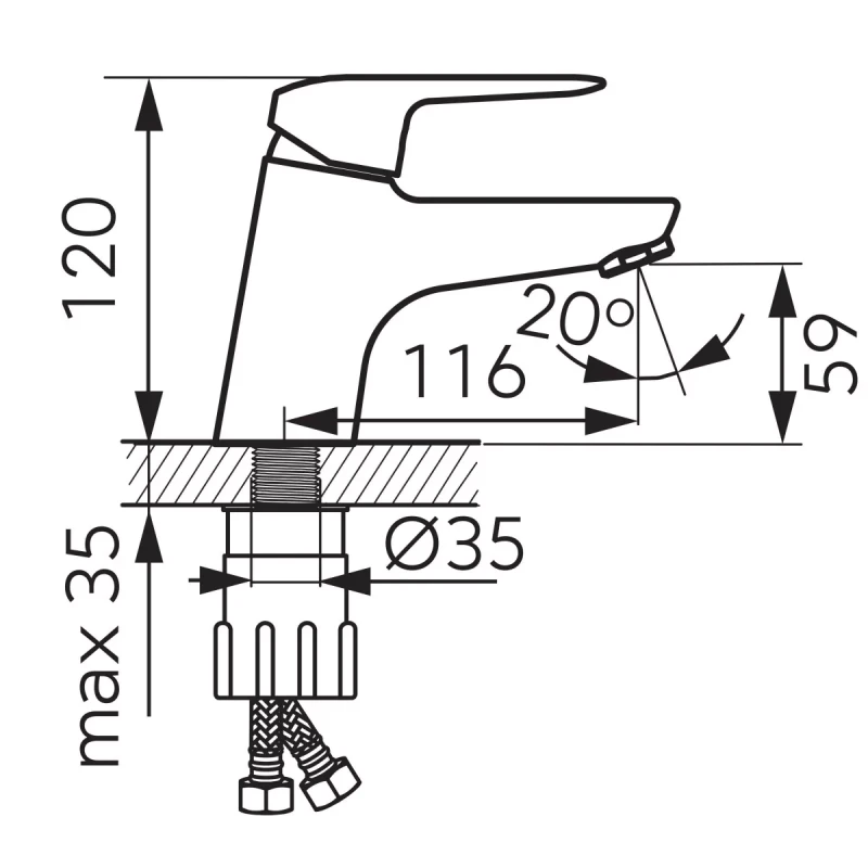 Смесител Ferro Dijon,  За умивалник, Керамичен затварящ механизъм