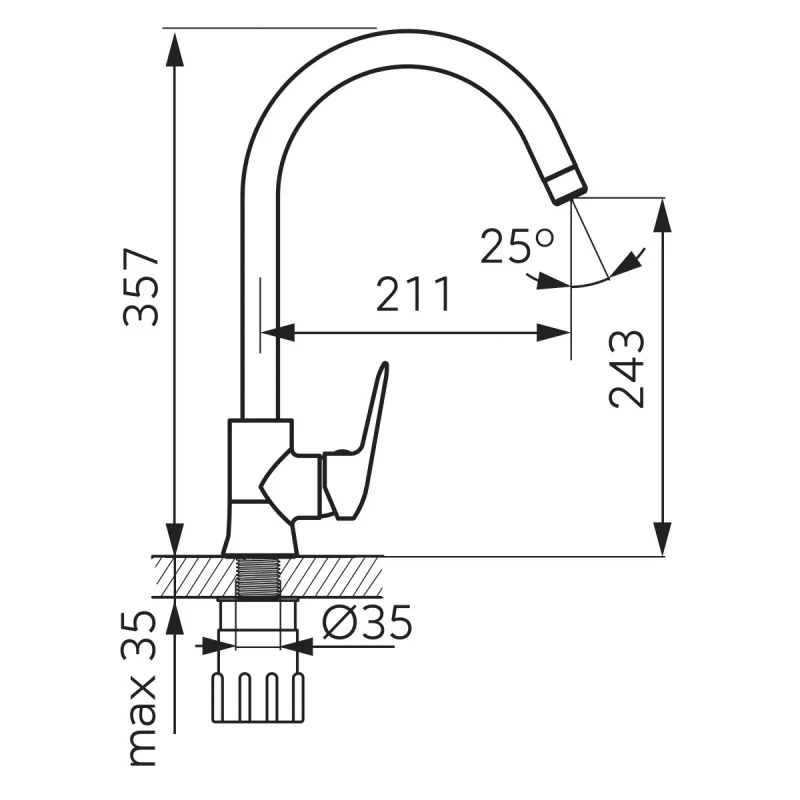 Смесител Ferro Dijon,  Кухненски,  Хром
