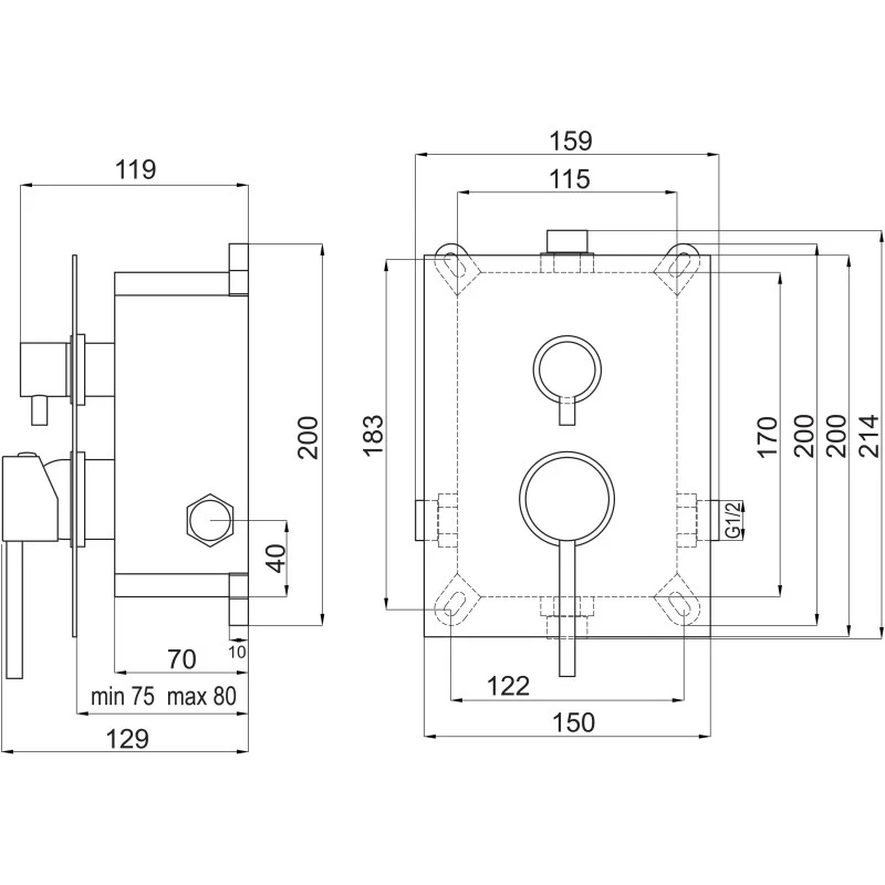 Смесител Ferro Fiesta FERBFI7P2BOX,  За вана/душ, Керамичен превключвател
