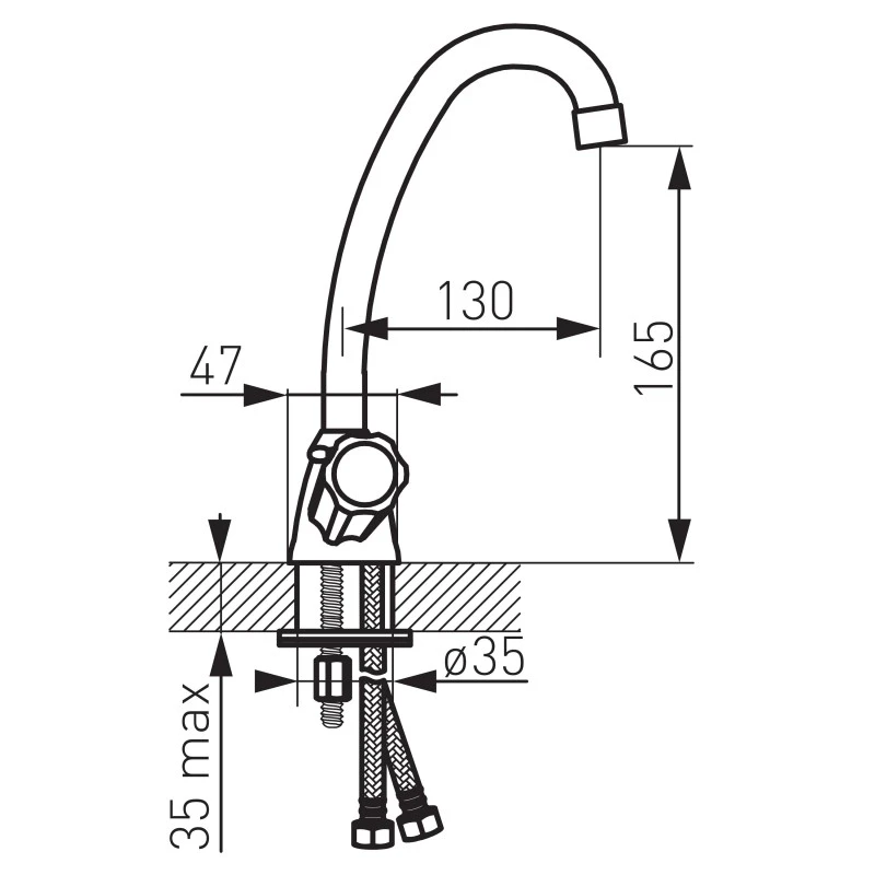 Смесител Ferro Standard FERBST2,  Стоящ монтаж с 1 отвор,  Хром