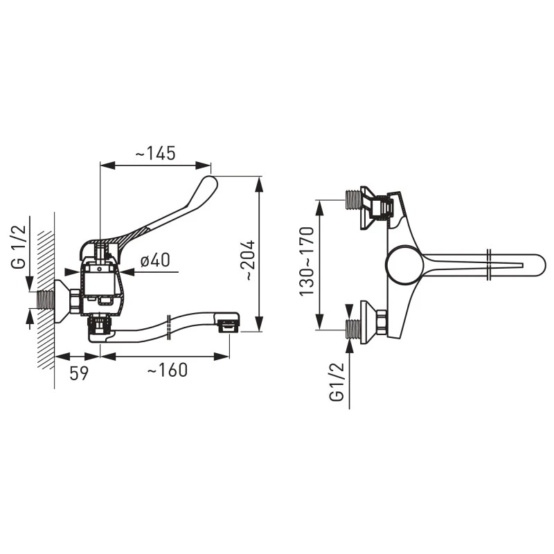 Смесител Ferro Padwa Medico,  Стенен, Керамичен затварящ механизъм
